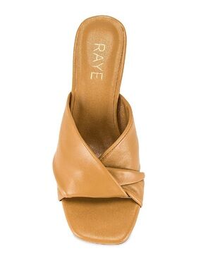 RAYE Tabby Heels Tan Brown Leather Slides